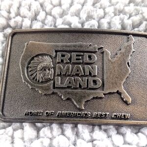 Red Man Land Home of America’s Best Chew Vintage Belt Buckle by RJ-EUC